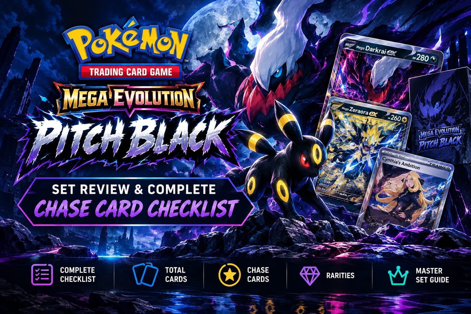 Mega Evolution Pitch Black Pokémon TCG set review and complete checklist featuring Darkrai and Umbreonv