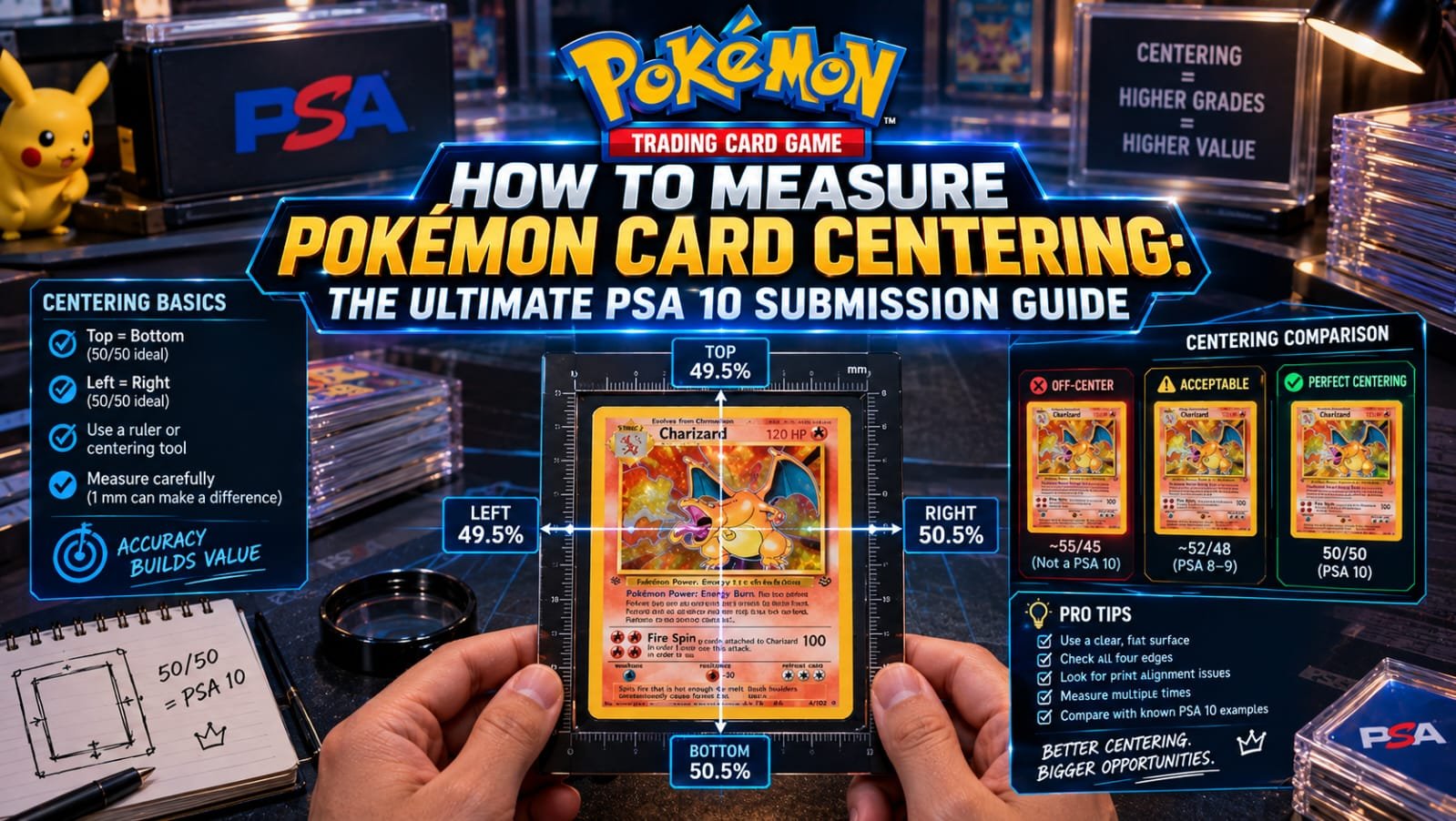 How to Measure Pokémon Card Centering: The Ultimate PSA 10 Submission Guide